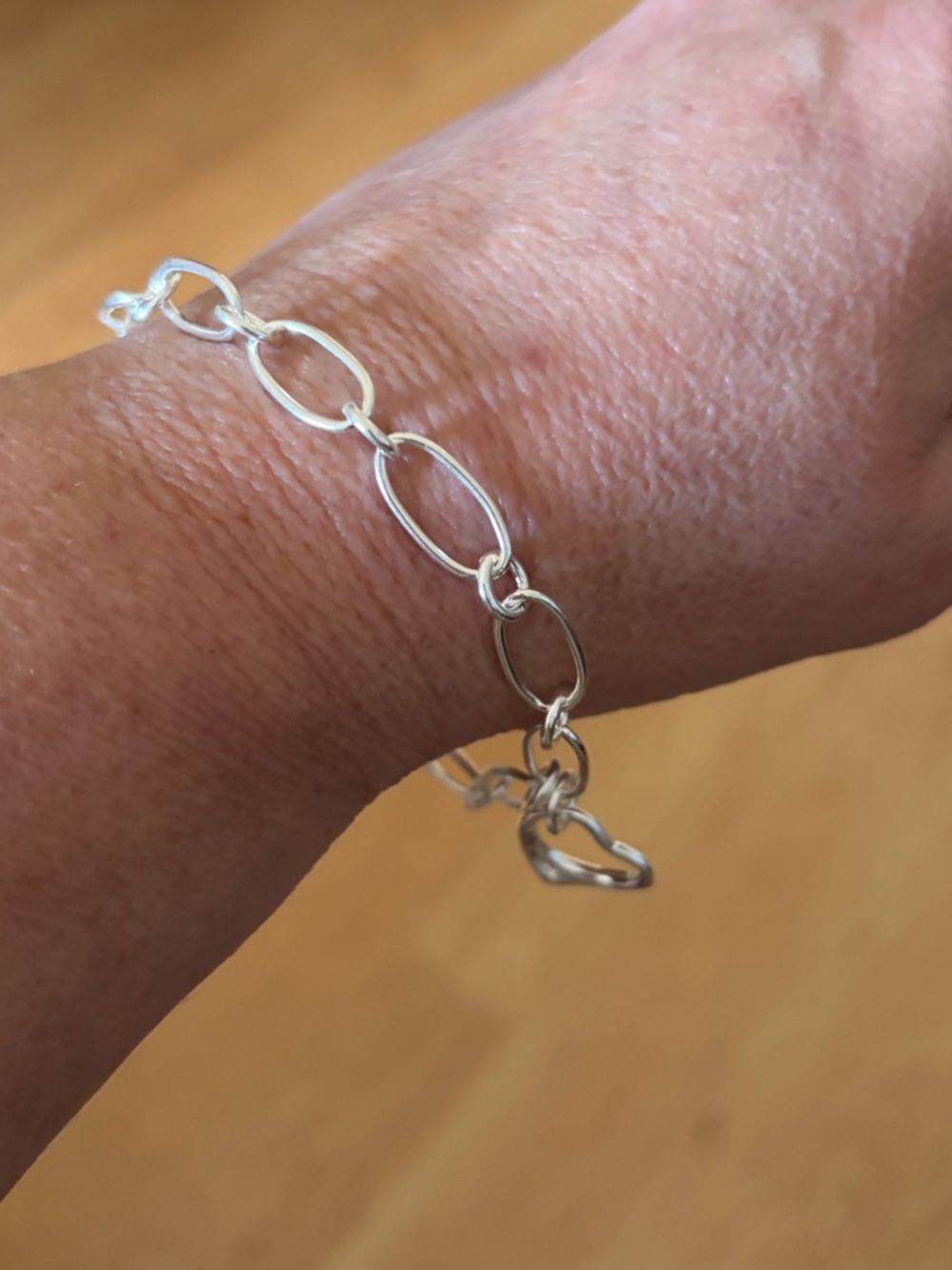 Chain link bracelet with heart pendant in 925 sterling silver - Picture 5 of 8